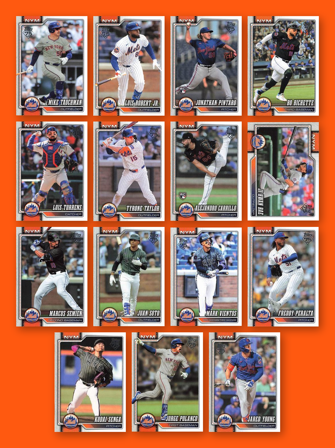 2026 Topps Series 1 & 2 Baseball Team Set 26 Cards New York Mets Soto Lindor