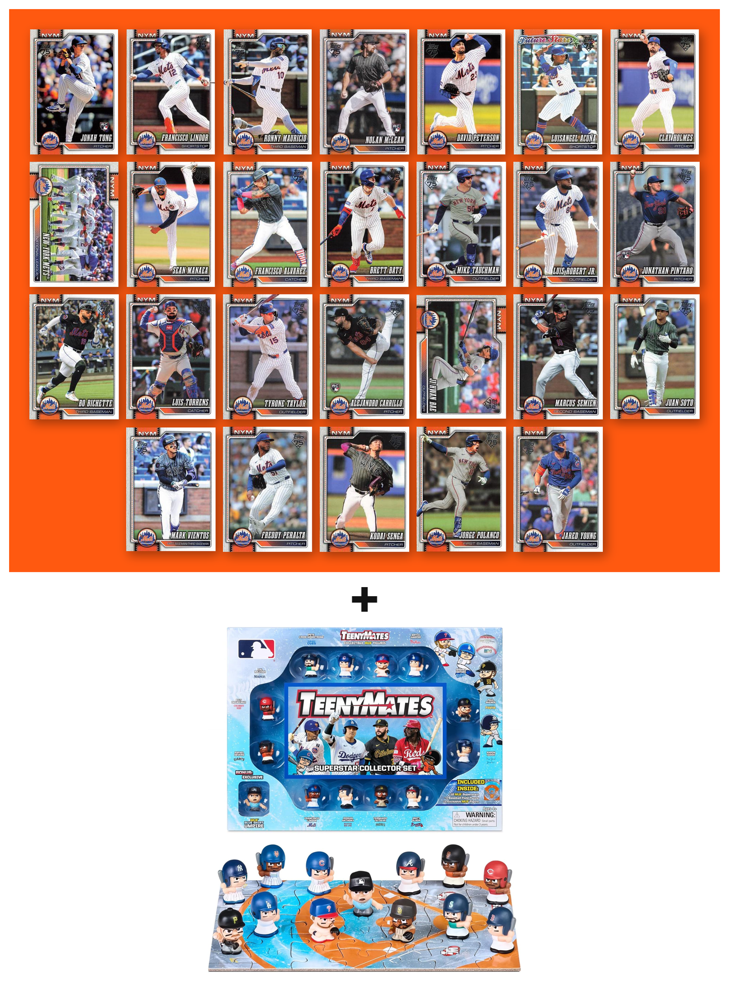 MLB TeenyMates Figures Gift Set + 2026 Topps Series 1 & 2 Team Set of Your Choice Judge Ohtani Skenes