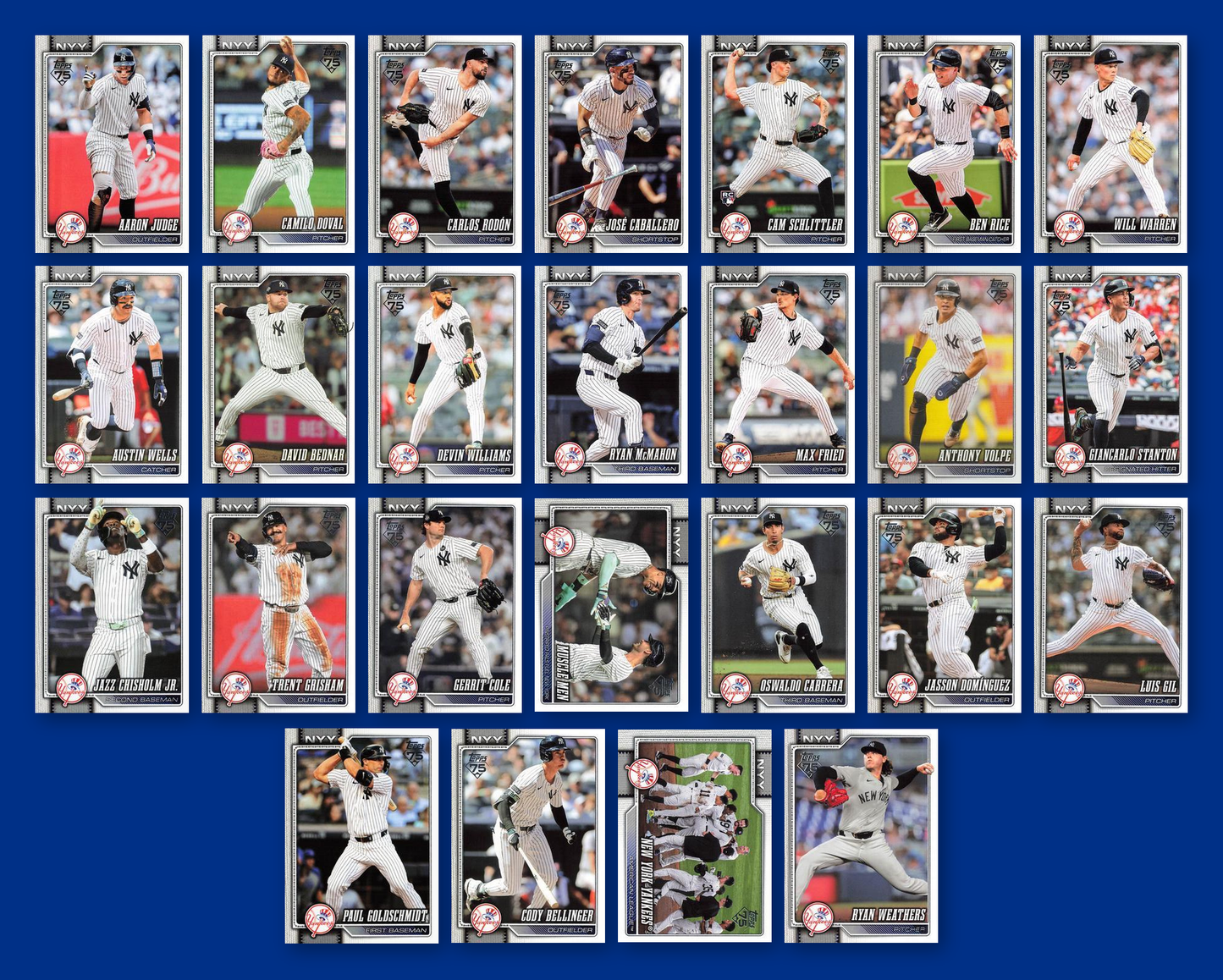 2026 Topps Series 1 & 2 Baseball Team Set 25 Cards New York Yankees Judge Stanton