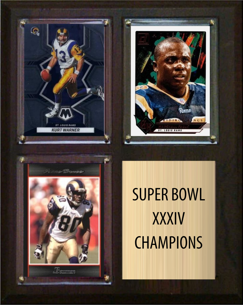 St. Louis Rams Super Bowl XXXIV Champions 8x10 3-Card Plaque