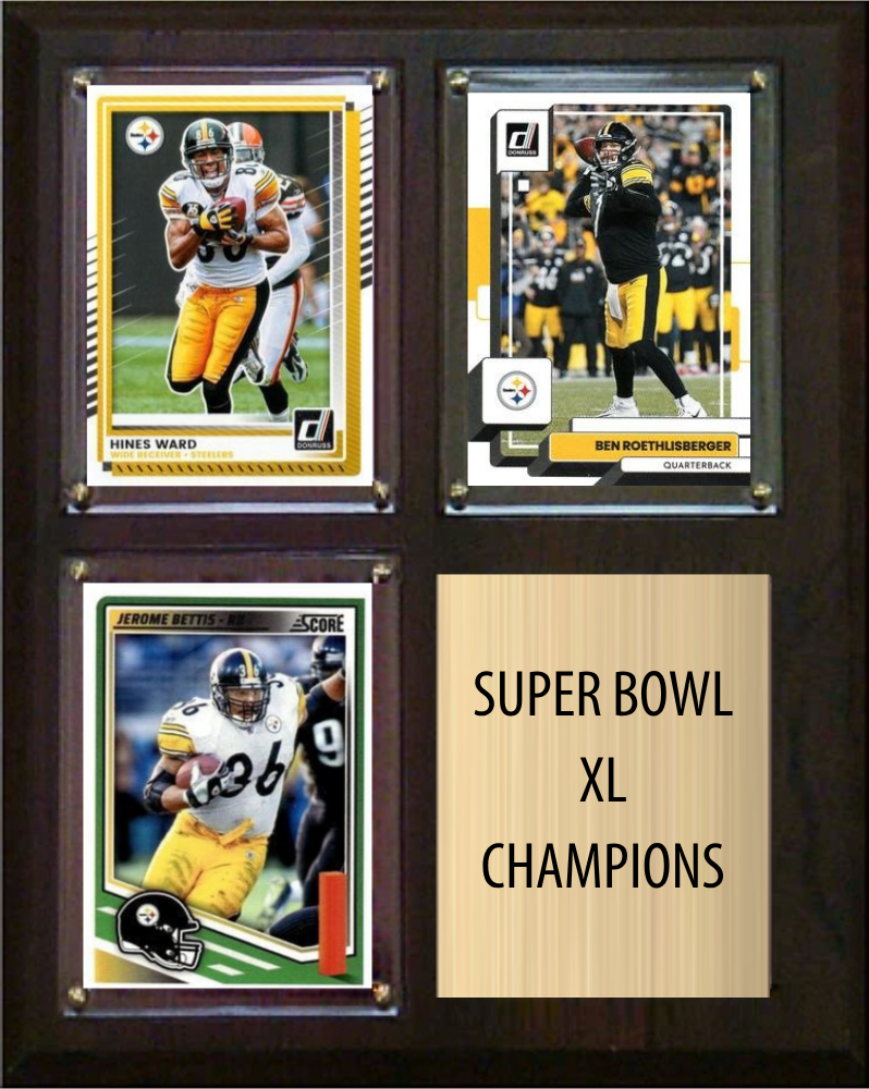 Pittsburgh Steelers Super Bowl XL Champions 8x10 3-Card Plaque