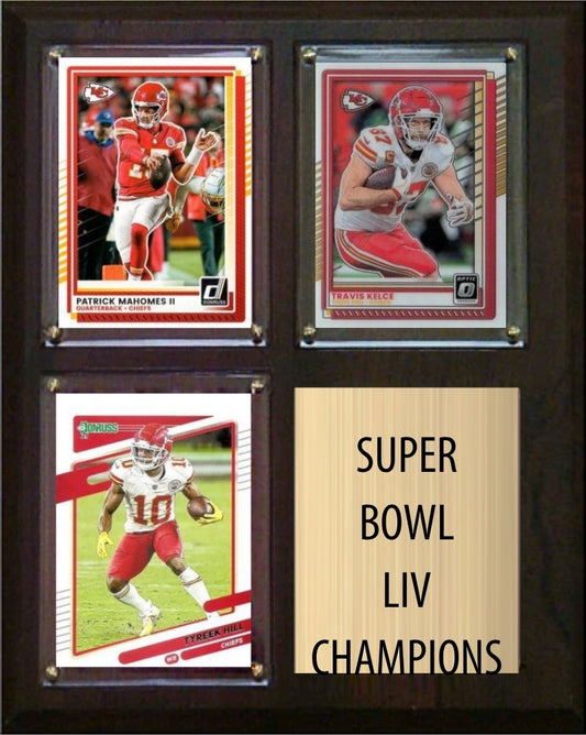 Kansas City Chiefs Super Bowl LIV Champions Fan Gift Plaque 8x10 3 Cards plaque