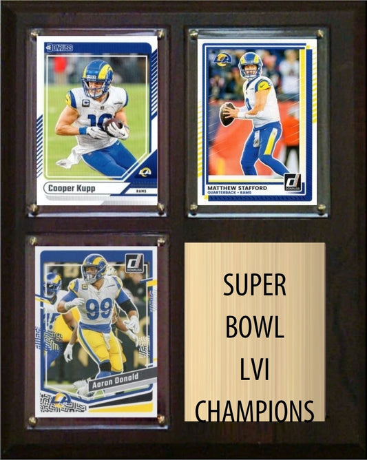 Los Angeles Rams Super Bowl LVI Champions Fan Gift Plaque 8x10 3 Cards plaque