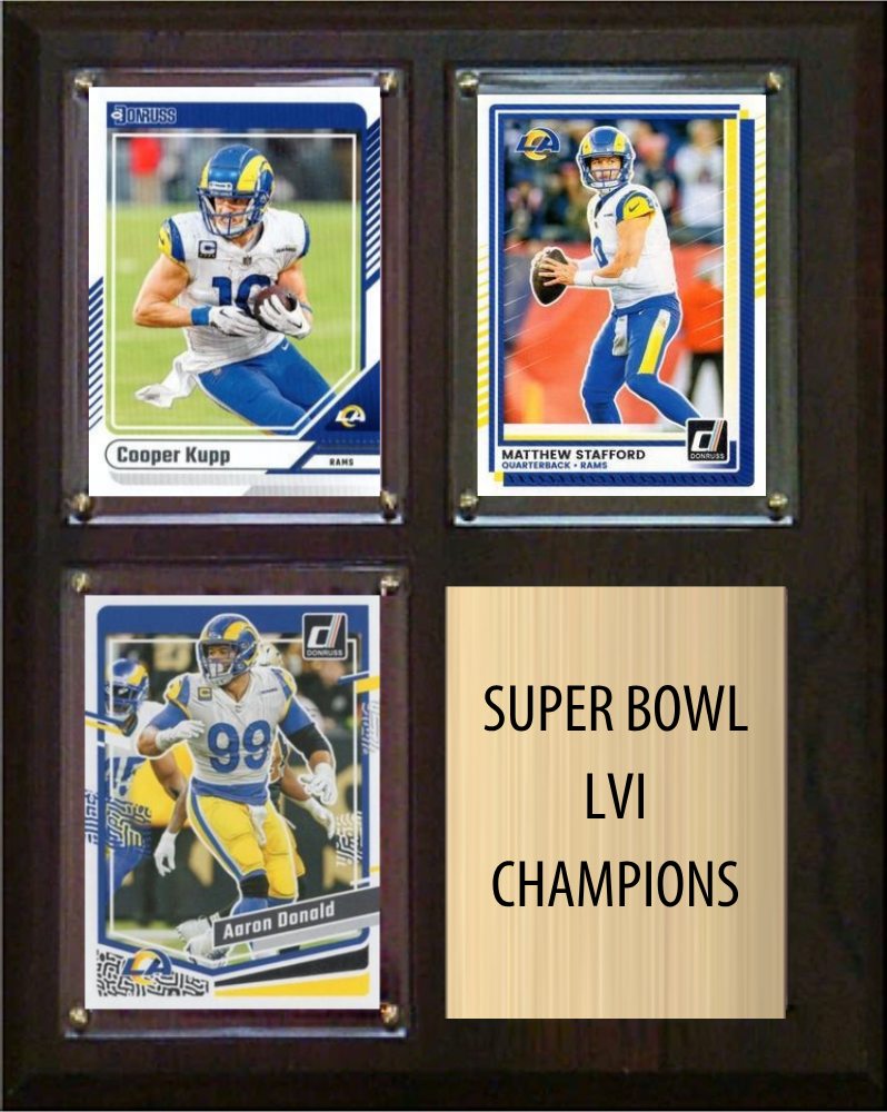 Los Angeles Rams Super Bowl LVI Champions Fan Gift Plaque 8x10 3 Cards