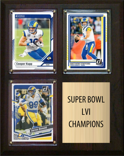 Los Angeles Rams Super Bowl LVI Champions Fan Gift Plaque 8x10 3 Cards