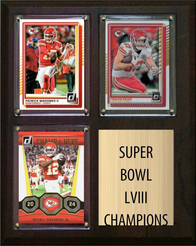 Kansas City Chiefs Super Bowl LVIII Champions Fan Gift Plaque 8x10 3 Cards plaque
