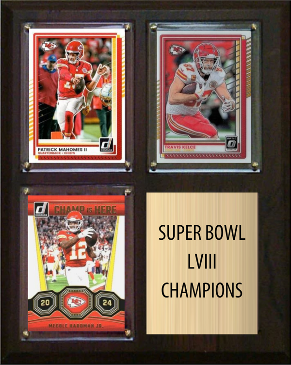 Kansas City Chiefs Super Bowl LVIII Champions Fan Gift Plaque 8x10 3 Cards