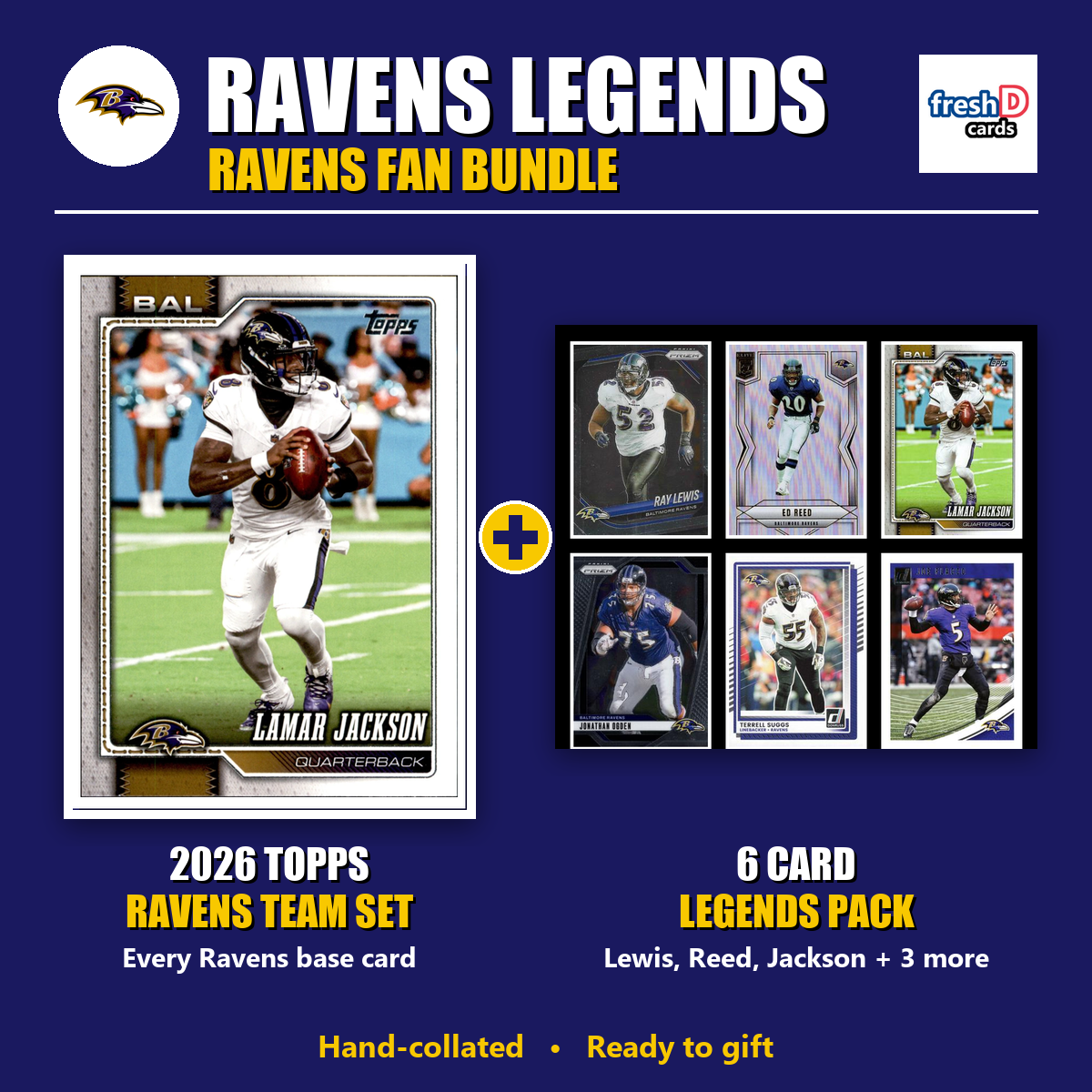 Baltimore Ravens Legends Football Fan Bundle - 2026 Topps Team Set + 6 Card Legends Pack