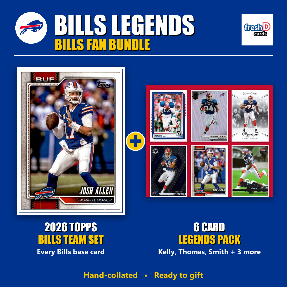 Buffalo Bills Legends Football Fan Bundle - 2026 Topps Team Set + 6 Card Legends Pack