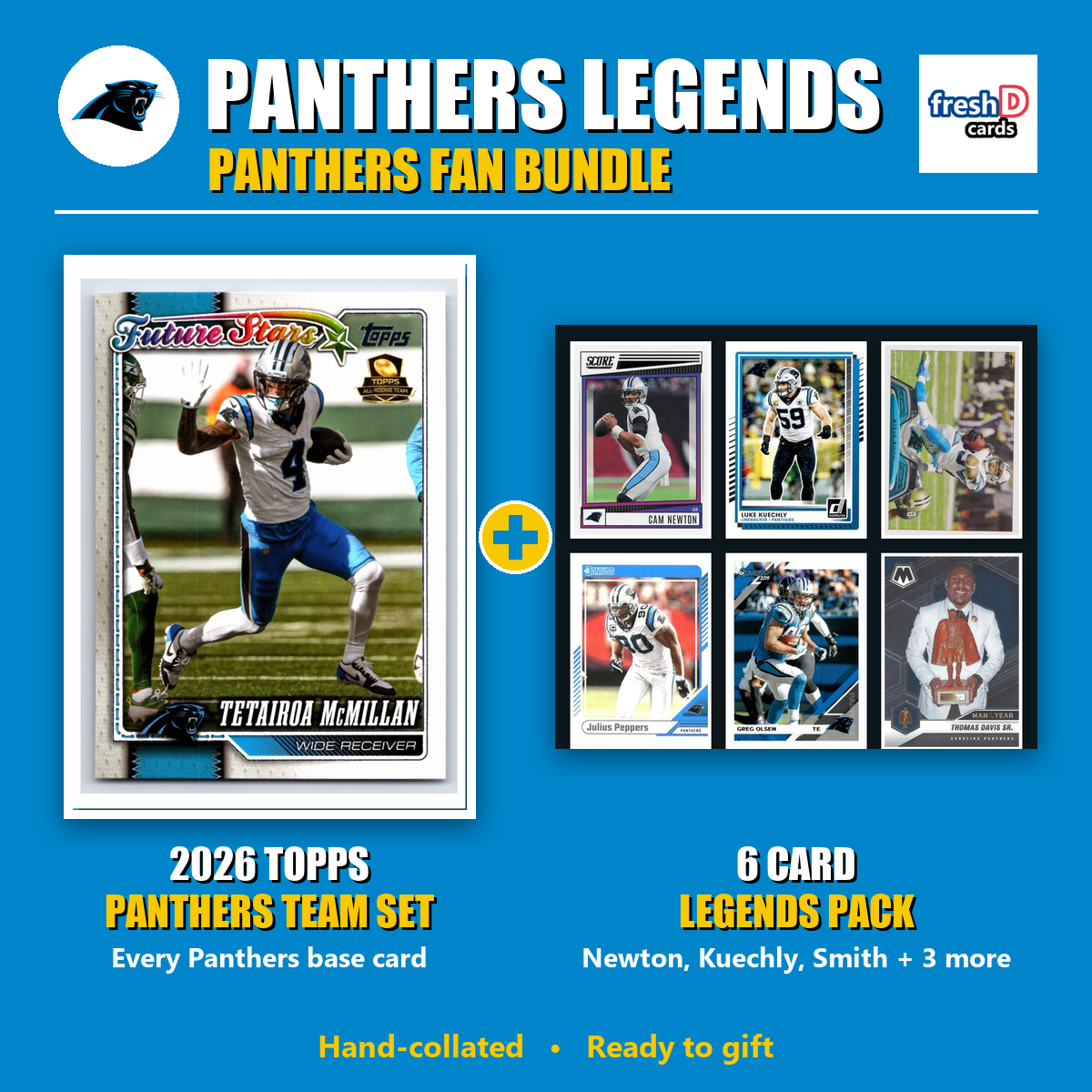 Carolina Panthers Legends Football Fan Bundle - 2026 Topps Team Set + 6 Card Legends Pack