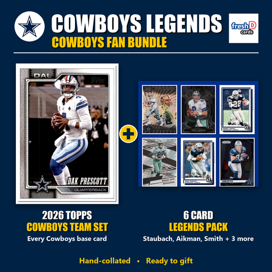 Dallas Cowboys Legends Football Fan Bundle - 2026 Topps Team Set + 6 Card Legends Pack