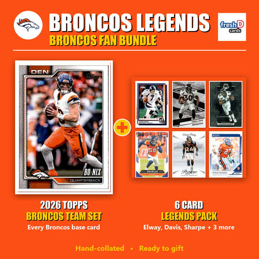Denver Broncos Legends Football Fan Bundle - 2026 Topps Team Set + 6 Card Legends Pack