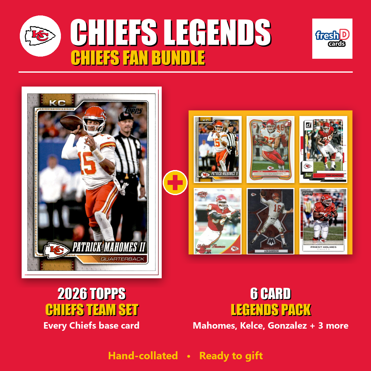 Kansas City Chiefs Legends Football Fan Bundle - 2026 Topps Team Set + 6 Card Legends Pack