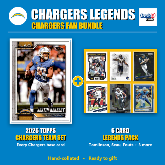 Los Angeles Chargers Legends Football Fan Bundle - 2026 Topps Team Set + 6 Card Legends Pack