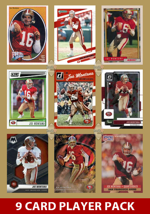 Joe Montana 9 Card Legend Pack 2024 2025 Donruss Topps Panini Score San Francisco 49ers