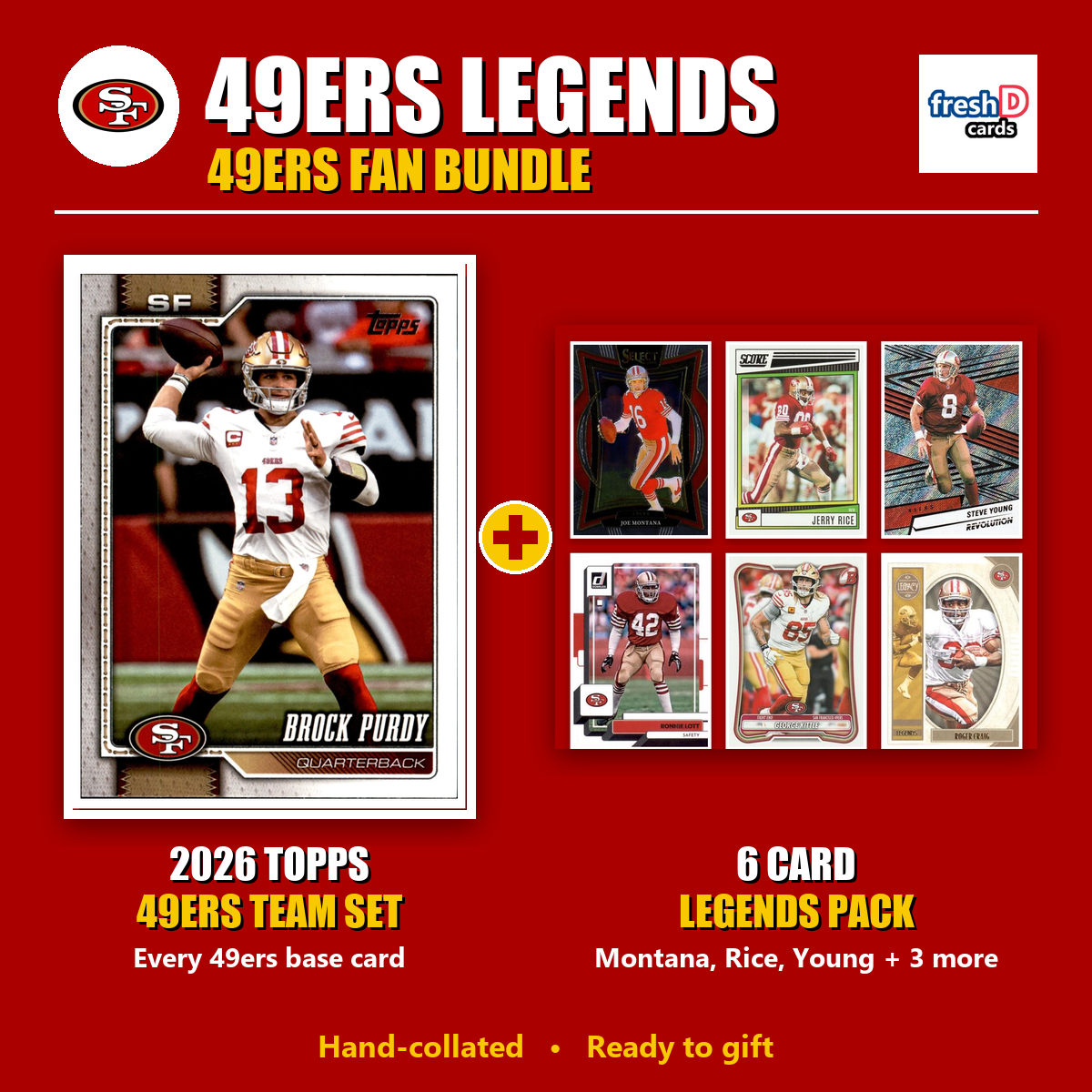 San Francisco 49ers Legends Football Fan Bundle - 2026 Topps Team Set + 6 Card Legends Pack