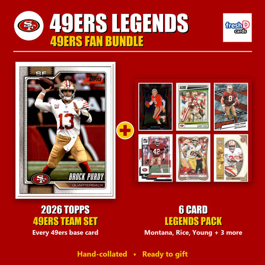 San Francisco 49ers Legends Football Fan Bundle - 2026 Topps Team Set + 6 Card Legends Pack