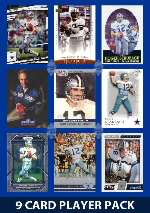 Roger Staubach 9 Card Legend Pack Donruss Topps Panini Score Dallas Cowboys