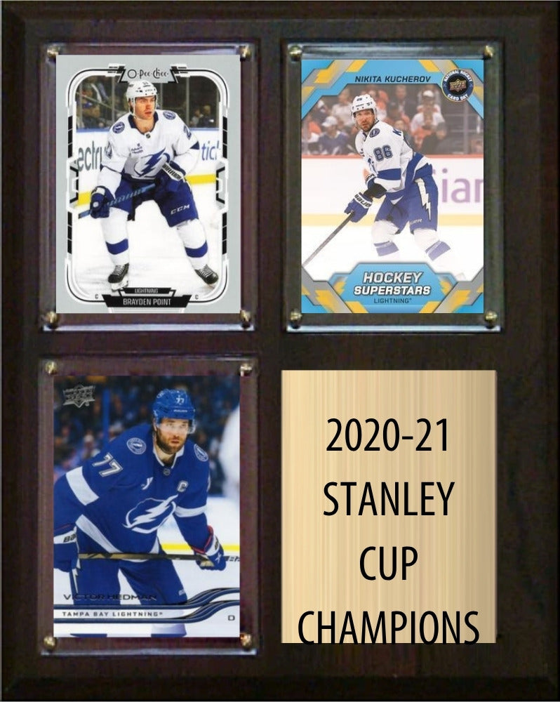 Tampa Bay Lightning 2020-21 Stanley Cup Champions Fan Gift Plaque 8x10 3 Cards plaque