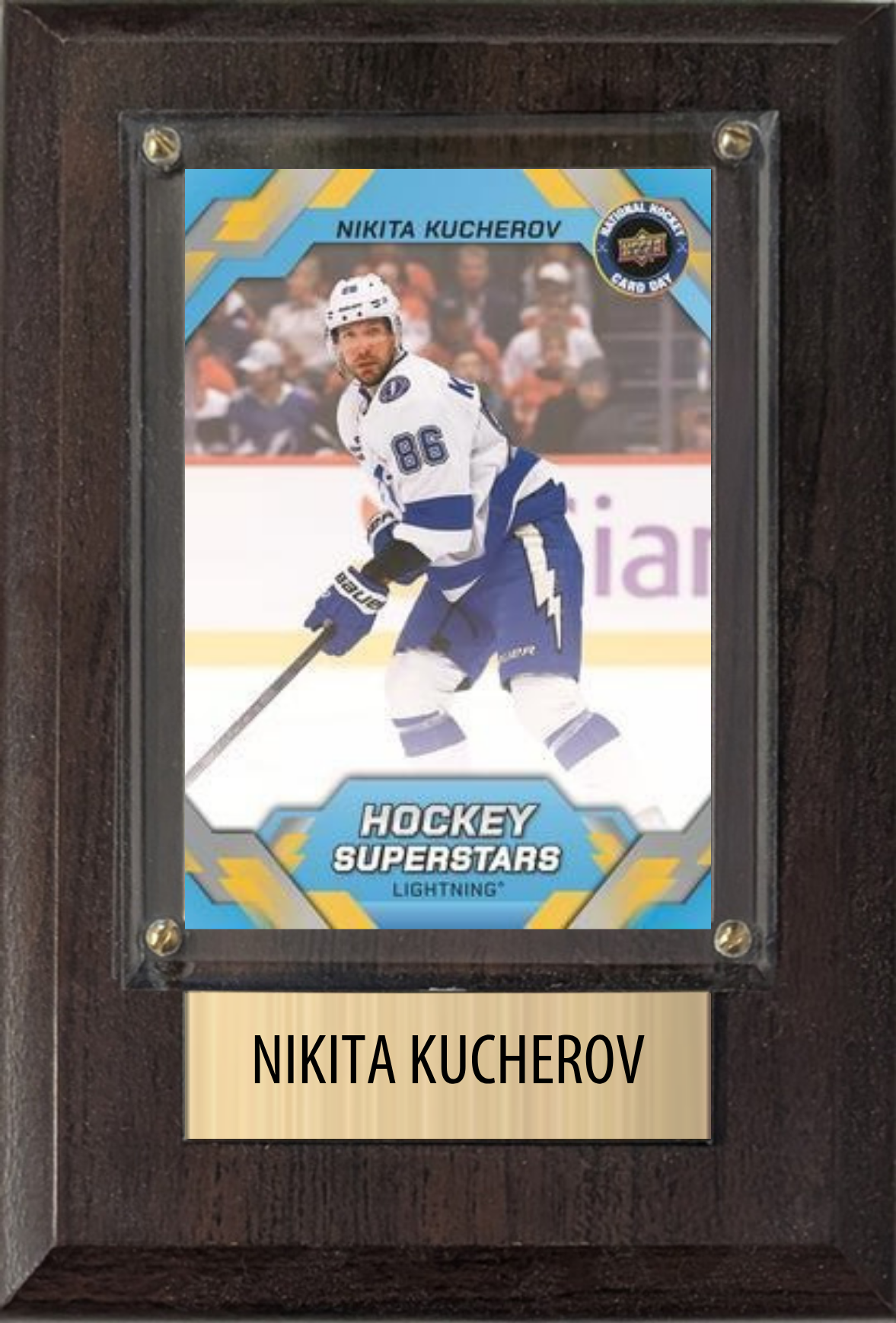 Nikita Kucherov Tampa Bay Lightning hockey plaque with 1 trading card and engraved nameplate, 4x6 fan cave display