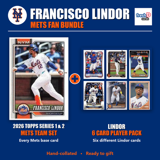 Francisco Lindor New York Mets Baseball Fan Bundle - 2026 Topps Series 1 & 2 Team Set + 6 Card Player Pack