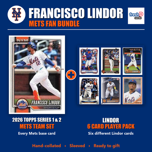 Francisco Lindor New York Mets Baseball Fan Bundle - 2026 Topps Series 1 & 2 Team Set + 6 Card Player Pack