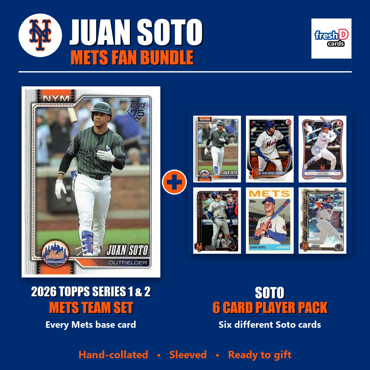 Juan Soto New York Mets Baseball Fan Bundle - 2026 Topps Series 1 & 2 Team Set + 6 Card Player Pack