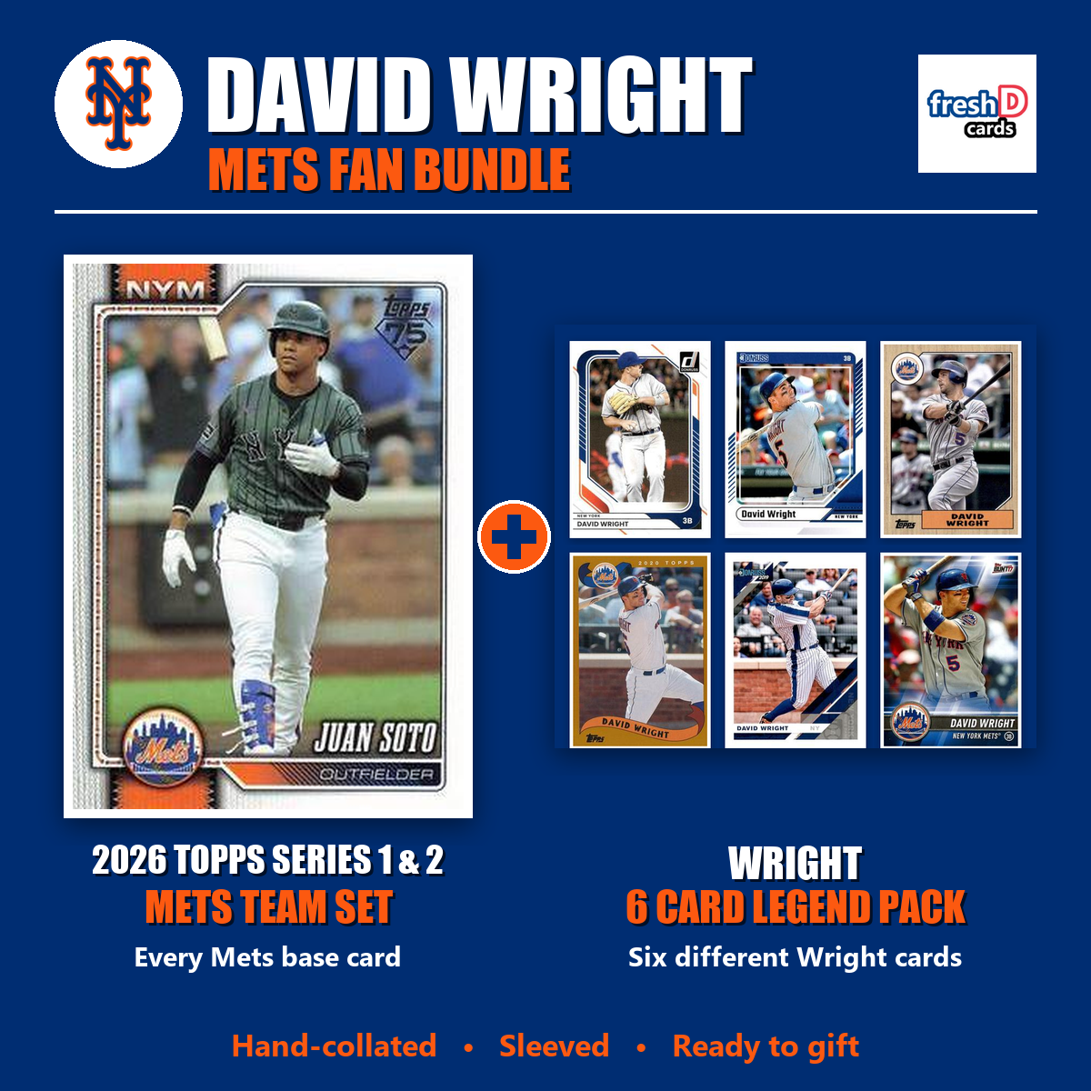 David Wright New York Mets Baseball Fan Bundle - 2026 Topps Series 1 & 2 Team Set + 6 Card Legend Pack