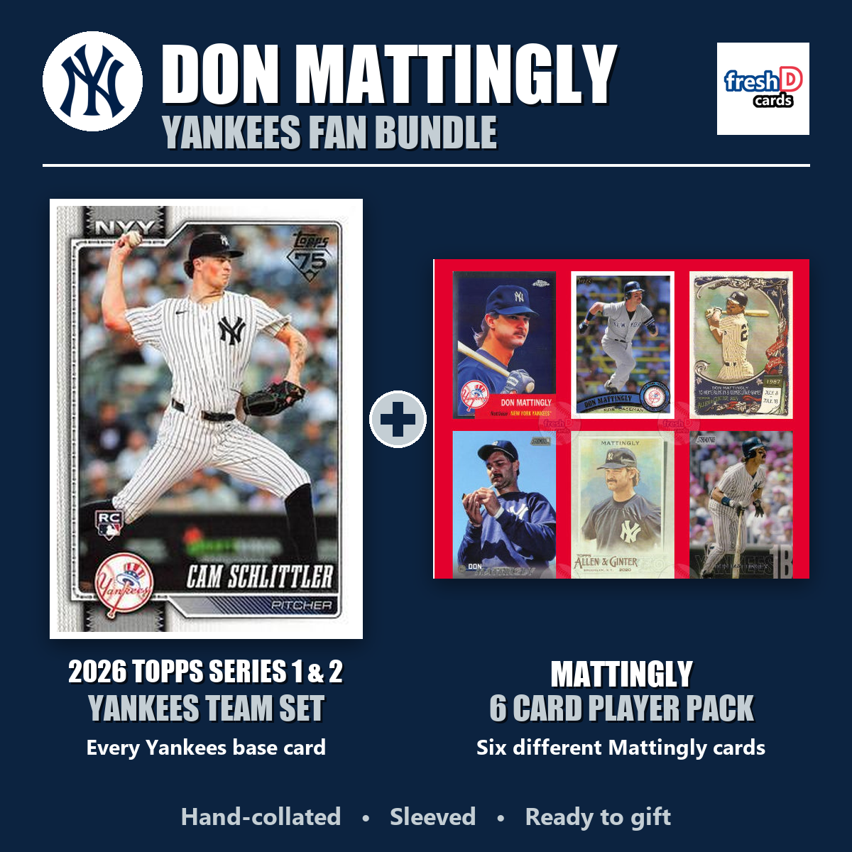 Don Mattingly New York Yankees Baseball Fan Bundle - 2026 Topps Series 1 & 2 Team Set + 6 Card Player Pack