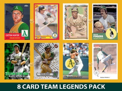 Oakland Athletics 8 Card Legends Pack Topps Bowman Rickey Henderson Canseco plaque