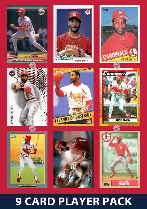 Ozzie Smith St Louis Cardinals 9 Card Legend Pack 2025 2024 2023 Topps Bowman plaque