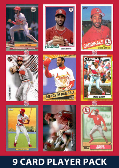 Ozzie Smith St Louis Cardinals 9 Card Legend Pack 2025 2024 2023 Topps Bowman plaque