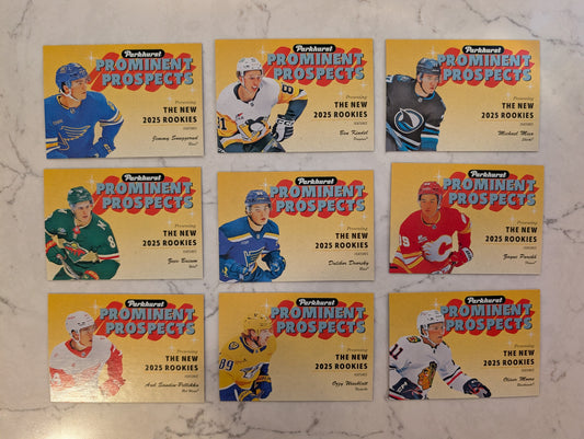 2025-26 Parkhurst Prominent Prospects rookies starter set - 9 cards