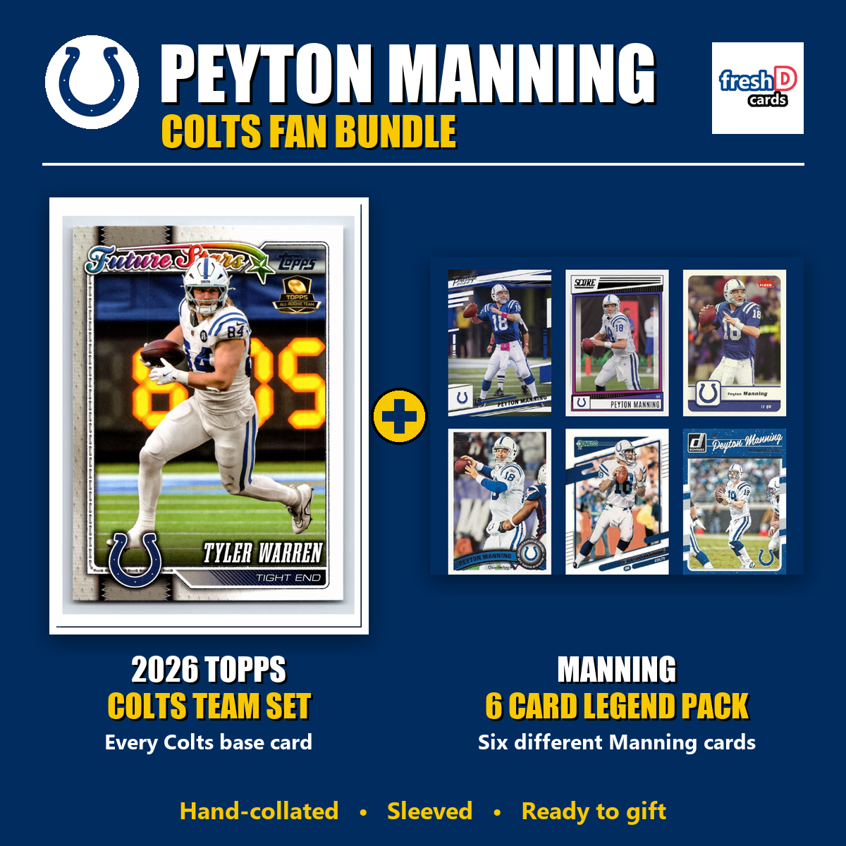 Peyton Manning Indianapolis Colts Football Fan Bundle - 2026 Topps Team Set + 6 Card Legend Pack