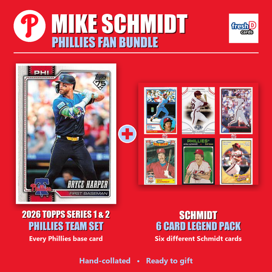 Mike Schmidt Philadelphia Phillies Baseball Fan Bundle - 2026 Topps Series 1 & 2 Team Set + 6 Card Legend Pack