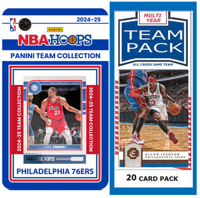 Philadelphia 76ers Multiyear Pack 20 Cards Iverson + 2024-25 HOOPS Team Set Joel Embiid