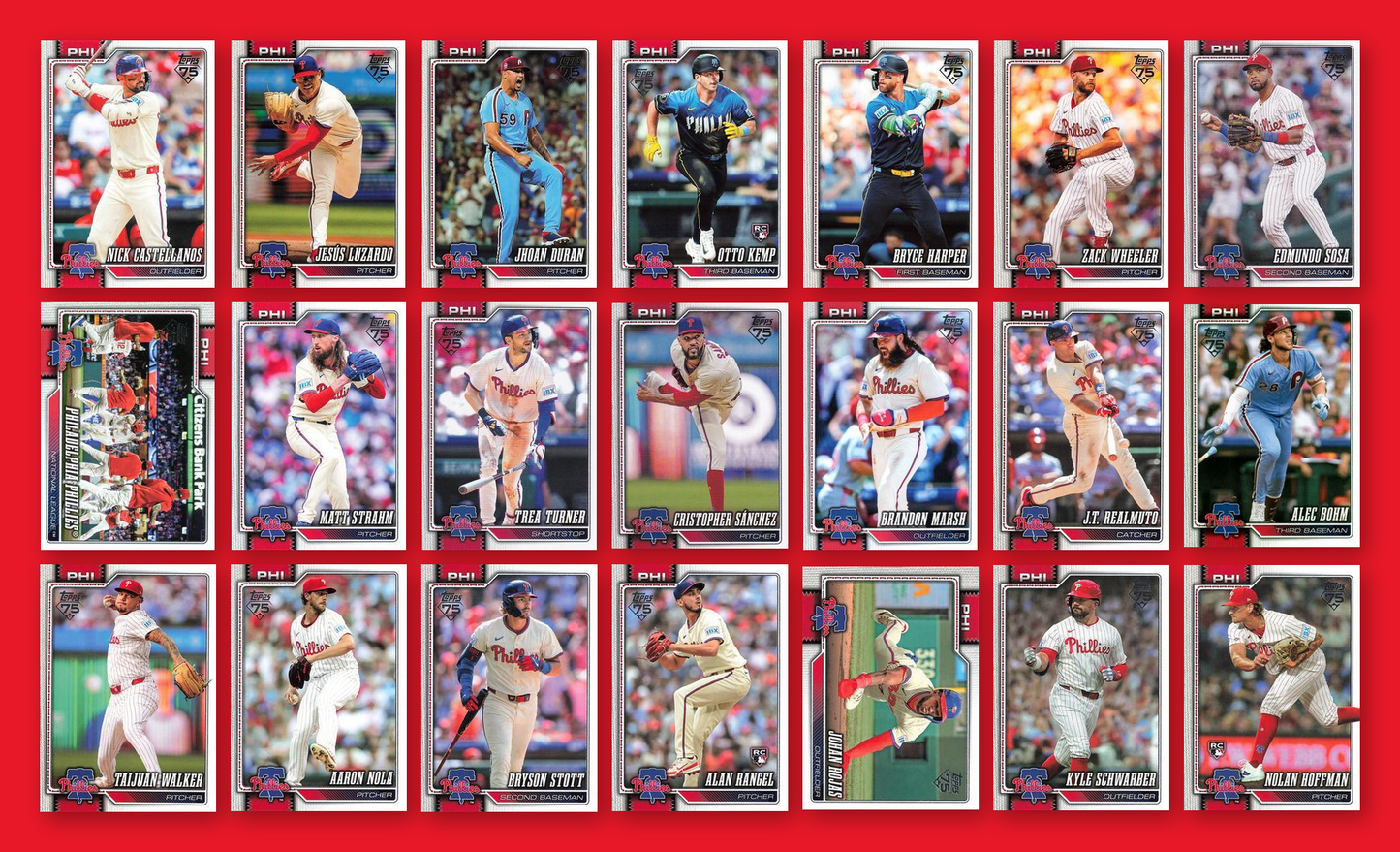 2026 Topps Series 1 & 2 Baseball Team Set 21 Cards Philadelphia Phillies Harper Turner