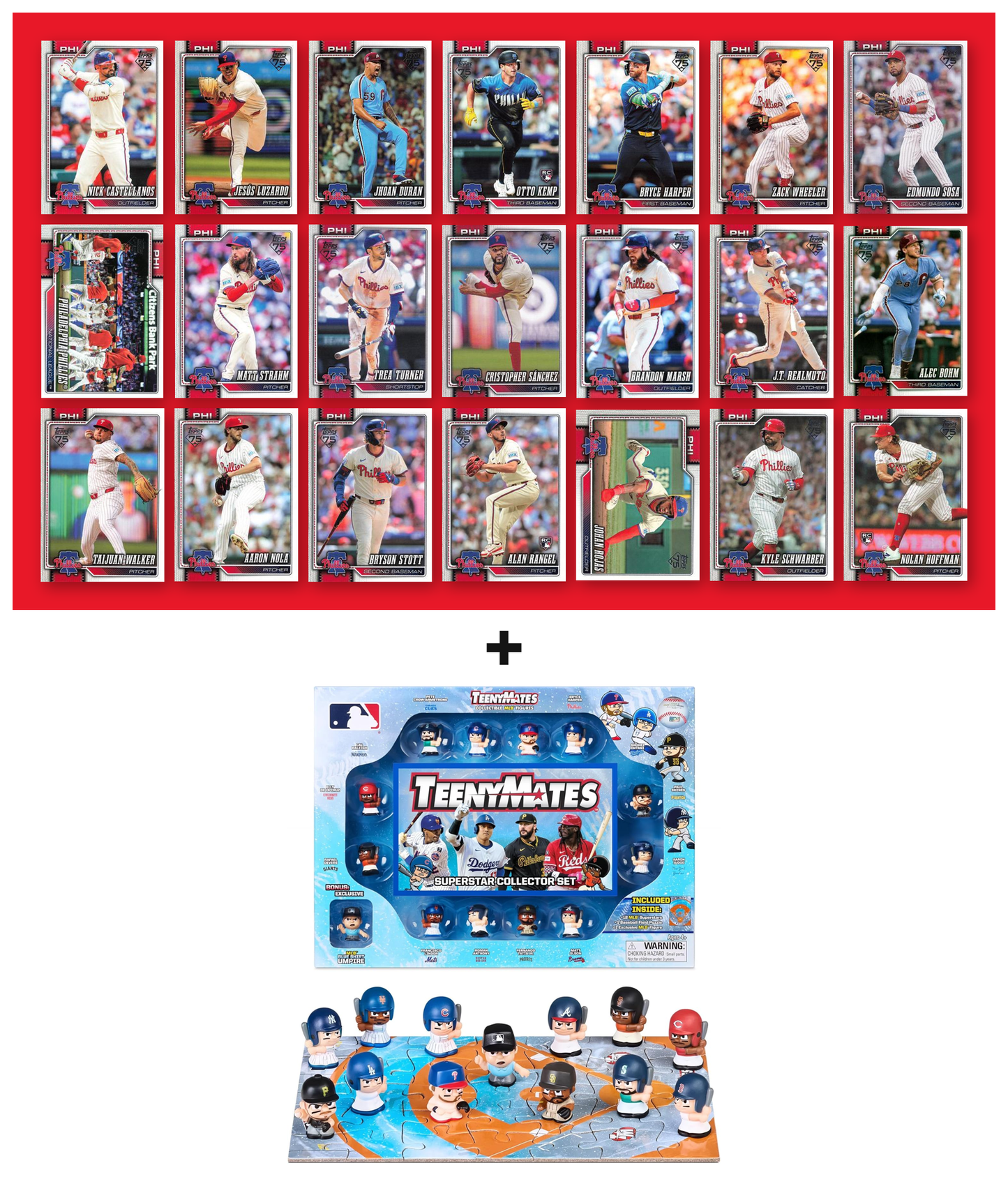 MLB TeenyMates Figures Gift Set + 2026 Topps Series 1 & 2 Team Set of Your Choice Judge Ohtani Skenes