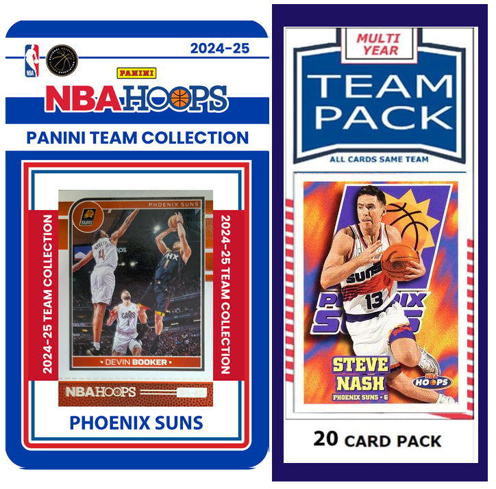 Phoenix Suns Multiyear Pack 20 Cards Steve Nash + 2024-25 HOOPS Team Set Kevin Durant plaque