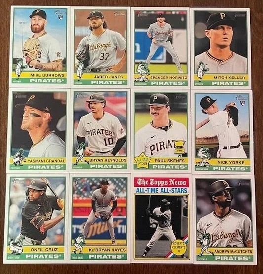 2025 Topps Heritage Baseball Team Set 12 Cards Pittsburgh Pirates Paul Skenes Clemente McCutchen