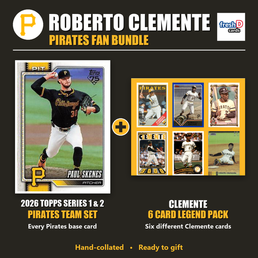 Roberto Clemente Pittsburgh Pirates Baseball Fan Bundle - 2026 Topps Series 1 & 2 Team Set + 6 Card Legend Pack