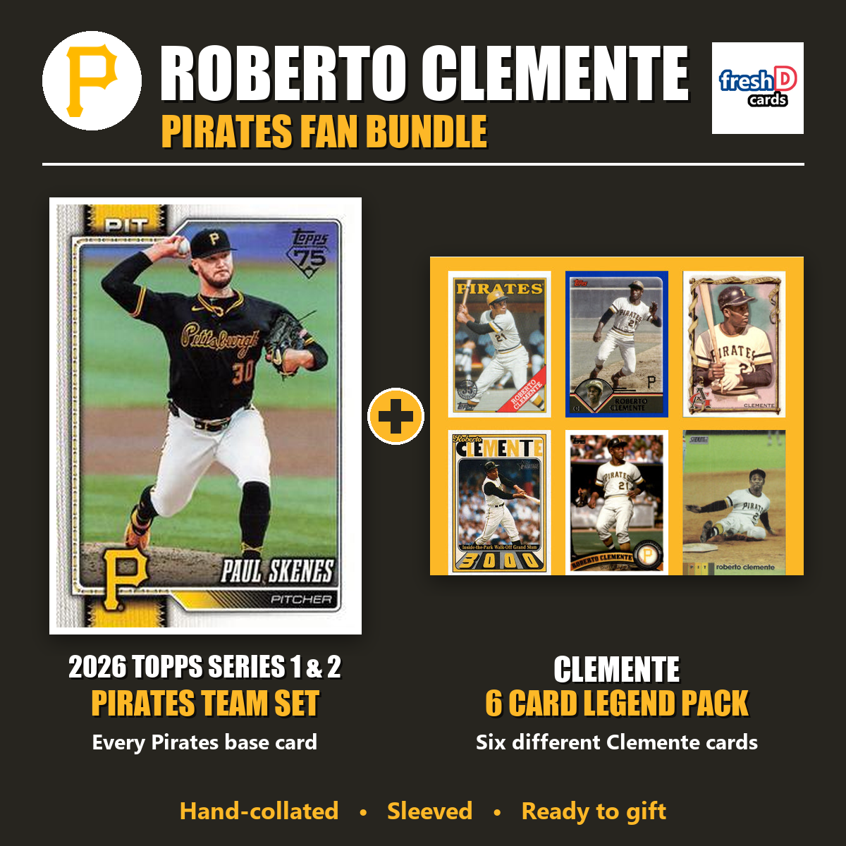 Roberto Clemente Pittsburgh Pirates Baseball Fan Bundle - 2026 Topps Series 1 & 2 Team Set + 6 Card Legend Pack