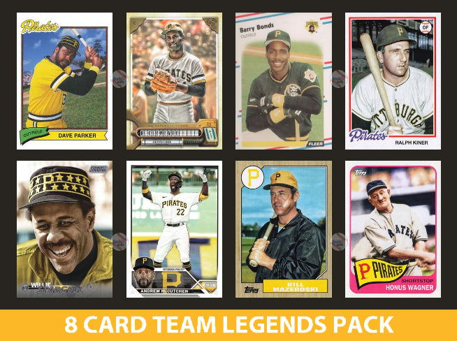 Pittsburgh Pirates 8 Card Legends Pack Topps Bowman Clemente Stargell Bonds plaque