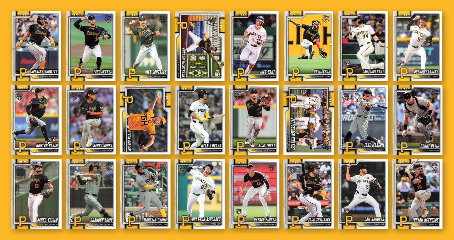 2026 Topps Series 1 & 2 Baseball Team Set 24 Cards Pittsburgh Pirates Skenes Cruz