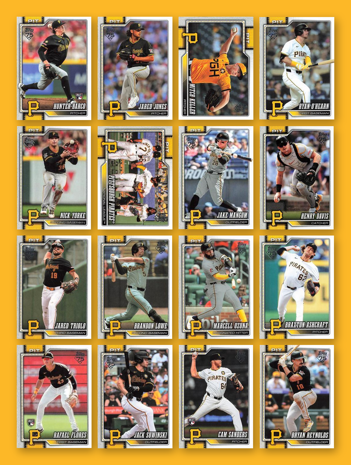 2026 Topps Series 1 & 2 Baseball Team Set 24 Cards Pittsburgh Pirates Skenes Cruz