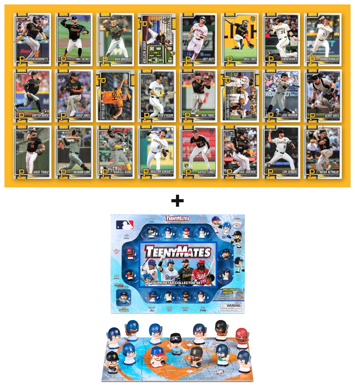 MLB TeenyMates Figures Gift Set + 2026 Topps Series 1 & 2 Team Set of Your Choice Judge Ohtani Skenes