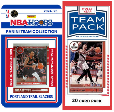 Portland Trailblazers Multiyear Pack 20 Cards Lillard + 2024-25 HOOPS Team Set Scoot plaque
