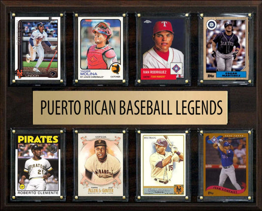 Puerto Rico Legends Plaque 8 Cards Roberto Clemente Cepeda Molina Lidnor Beltran
