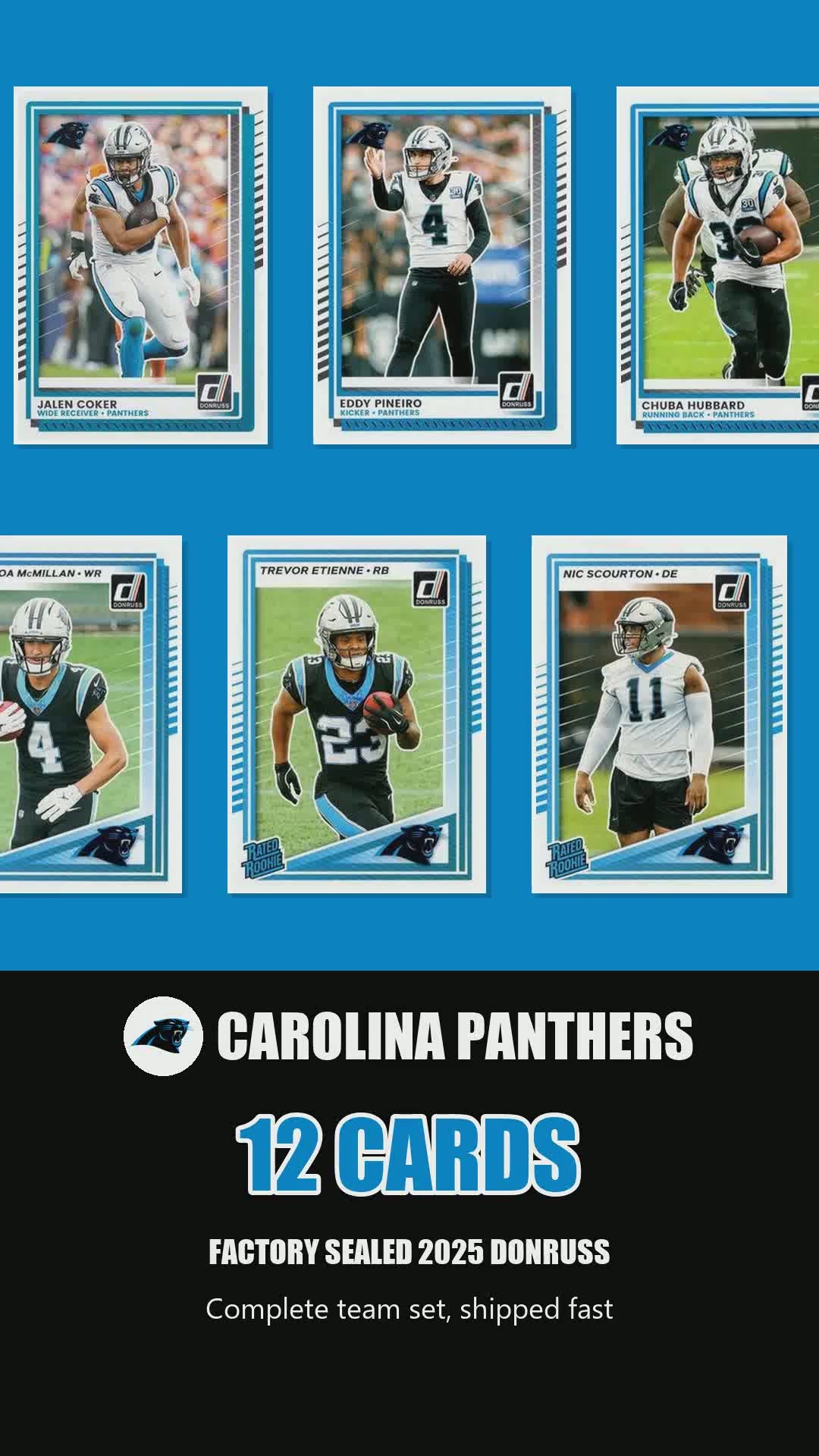 Carolina Panthers 2025 Donruss factory-sealed team set reel