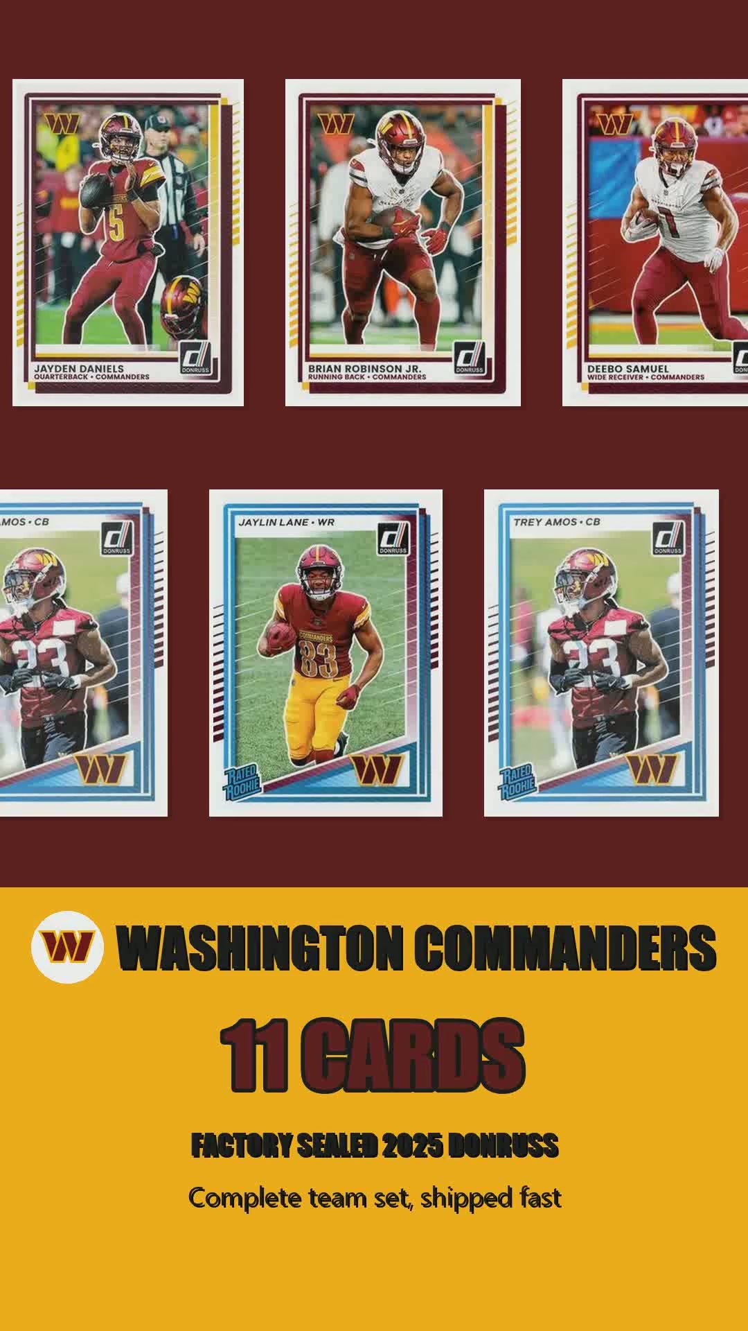 Washington Commanders 2025 Donruss factory-sealed team set reel